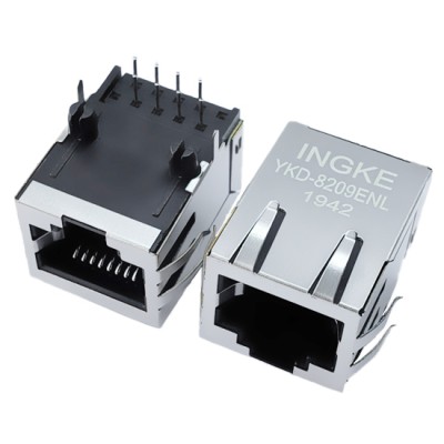 YKD-8209ENL Single Port RJ45 Ethernet Connector without Magnetic with EMI Finger