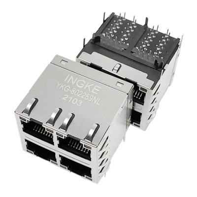 YKG-802259NL 2x2 1000Base-T RJ45 Ethernet Connector Gigabit Stacked Magnetic Jack