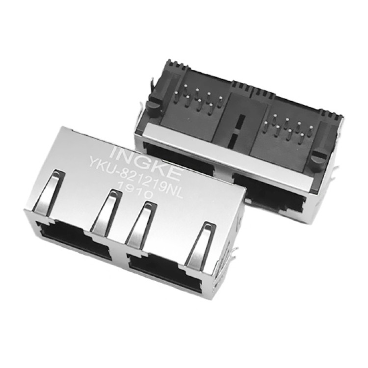 INGKE YKU-821219NL Tab Up RJ45 Modular Jack 1X2 without Magnetic and LED