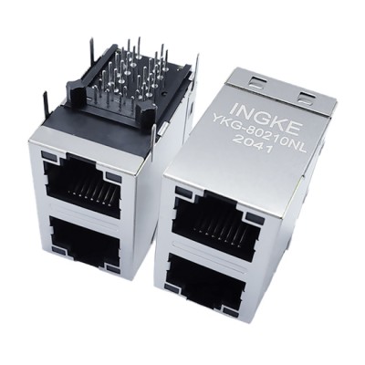 YKG-80210NL 1000Base-T RJ45 Ethernet Connector 2x1 Gigabit Stacked Module Jack
