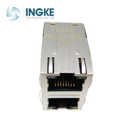 YKG-832109NL 2X1 Ports 1000Base-T RJ45 Ethernet Connector Gigabit Magnetic Jack with LED