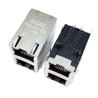 YKG-83219NL 2X1 Ports 1000Base-T RJ45 Ethernet Connector Gigabit Magnetic Stacked Jack
