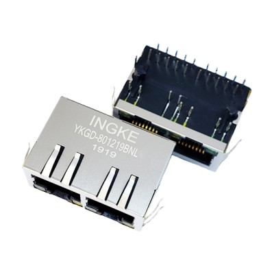 YKGD-801219BNL 1X2 1000Base-T RJ45 Ethernet Connector Gigabit Magnetic Jack