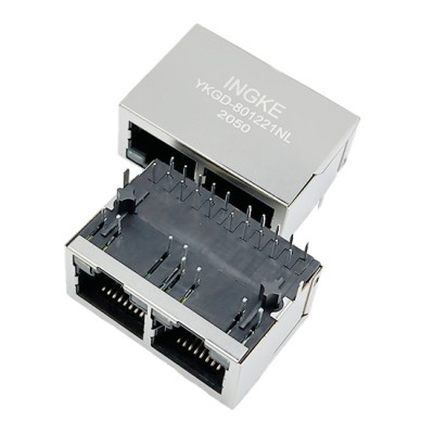 YKGD-801221NL 10/100/1000Base-T RJ45 Ethernet Connector 1x2 Gigabit Magjack
