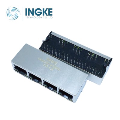YKGD-801400BNL cross HR911430AE 1x4 Port RJ45 Connector with Integrated Magnetics EMI Finger LED