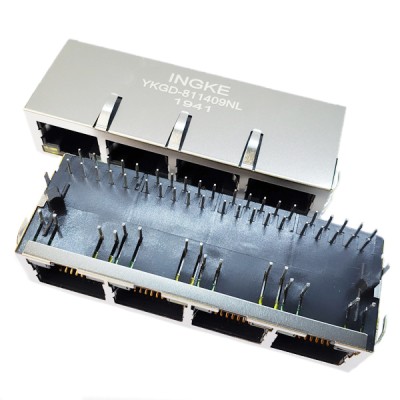 YKGD-811409NL cross HY911433B 1X4 1000Base-T RJ45 Ethernet Connector Gigabit Magnetic Jack