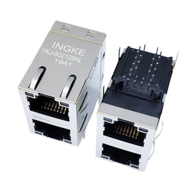 YKJ-802109NL cross XFATM9-STKVDGY2-4 100Base-T 2X1 RJ45 Ethernet Connector Magnetic Modular Jack