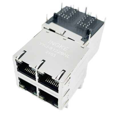 YKJ-81229NL 10/100Base-T RJ45 Ethernet Connector 2x2 Stacked Jack