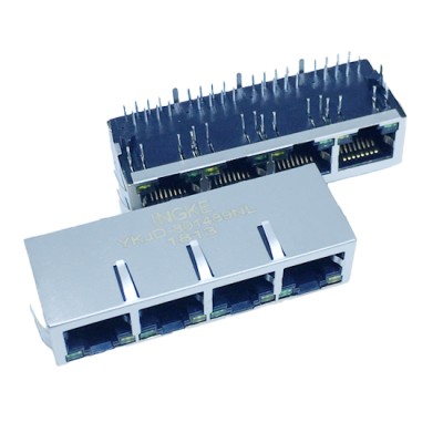 YKJD-801489NL 1x4 10/100Base-T Tab Down RJ45 Ethernet Connector