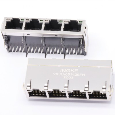 YKJU-051429FN 1x4 10/100Base-T PoE RJ45 Connector Double Circuit Magnetic Jack